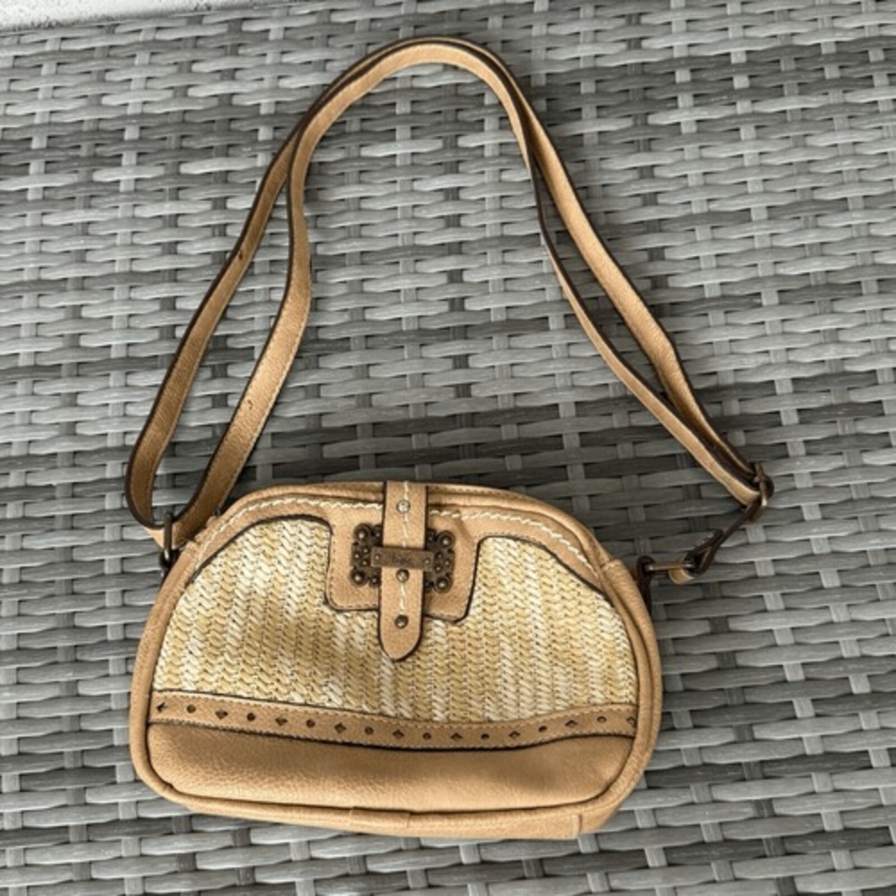 b.o.c Farrell Hill Straw Vegan‎ Leather Crossbody Bag Purse Festival Coastal